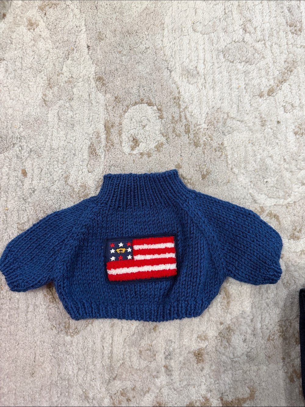 Build a bear workshop Navy Knit Sweater with Flag Patch/4th of July , patriotic